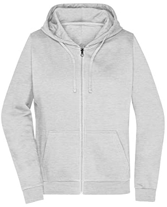 James & Nicholson Damen Basic Kapuzen-Sweatjacke - Leicht taillierte Sweatjacke mit Kapuze | Farbe: ash | Grösse: 3XL