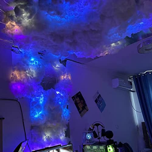 TDHLW 3D Thundercloud LED Light Kit, RGB Thunder Cloud Lamp LED Molto Cool Fai da Te Creative Cloud Lights Gaming Room Technology Sense Wall Light Bar Atmosphere Light Party,RGB,82ft/25m