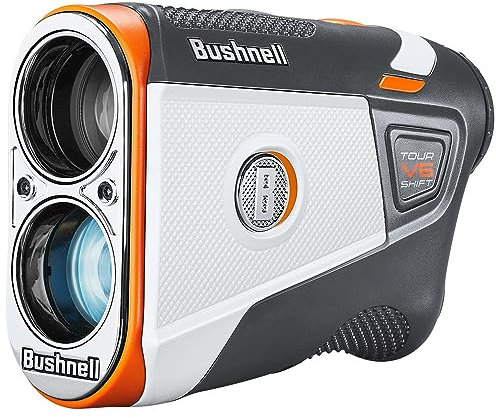 Bushnell Golf Tour V6 Shift Telémetro láser con compensación de Pendiente, Rango de 1300 Yardas, vibración de Bloqueo de Bandera, Soporte magnético para Carrito, Aumento 6X, Impermeable, Legal para