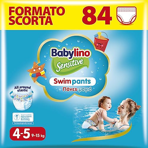 Babylino Sensitive SwimPants, Pannolini Mare e Piscina, Taglia 4/5 (9-15kg), 84 Unità