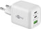 Goobay 64754 Nano USB C Ladegerät Netzteil 65W Power Delivery PD Schnellladegerät / iPhone 14 USB Stecker 3A / USB-C & USB-A 3 Port Mini Steckdose Adapter / Ultra klein / Weiß