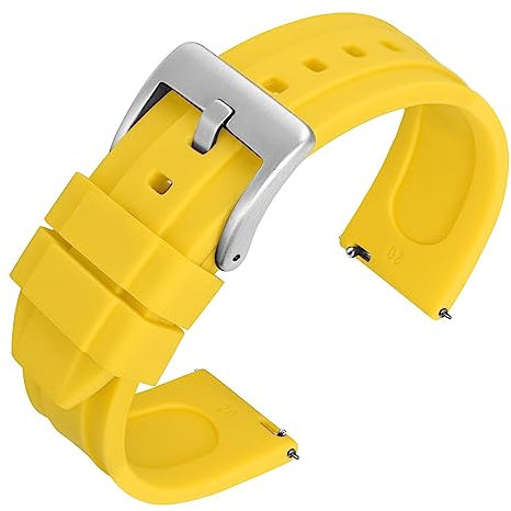 ANNEFIT Cinturino in Silicone 22mm, Cinturini di Ricambio Impermeabile a Sgancio Rapido per Uomo Donna (Giallo)
