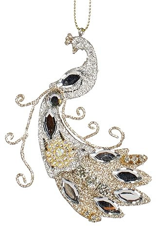 Goodwill Weihnachtskugel Pfau Champagner-Silber 9 cm Rabattangebot pro 2 Stück