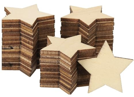 PATIKIL 30mm Holzsterne, 200er Packung Unvollendete Holzsterne Leerholz-Ausschnitte Verzierungen Naturholzstücke für Weihnachtsbastelprojekte