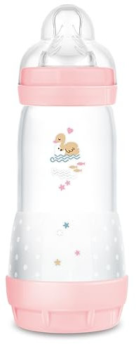 MAM Biberon Easy Start 320 ml, Biberon anticolica per allattamento misto, Riduce le bolle d'aria e il rischio di coliche, Accessori neonati 4+ mesi autosterilizzanti e con tettarella misura 3, Rosa