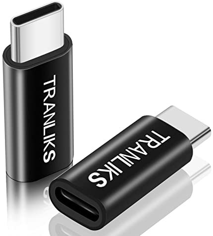 TRANLIKS 2Pack Adapter Lighting Auf USB C, Lighting (Female) zu USB Type-C (Male) Adapter Only for Charging (Nicht für Kopfhörer, Datenübertragung Wird Nicht unterstützt) - Schwarz