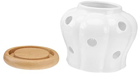 Zerodeko bidons de cuisine pot de oignon Boîte de conservation en céramique pour l'ail récipients ronds en céramique pots de stockage en céramique évider bac à légumes Réservoir de stockage
