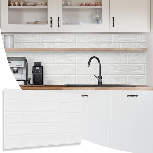 NOVECRAFTO Faux Wood Decorative Wall Panels - 12 Sheets Covering 5.53 sqm | 59.52 sqft Moisture Resistant Tongue and Groove Panelling - 96 cm x 48cm | 37.79 x 18.89 in – PVC, White Wood Grain Pattern