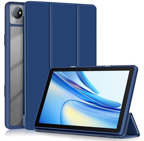 TOPCASE Funda Transparente PC Respaldo para Blackview Tab 70 WiFi/Tab 8 WiFi/Tab 30 Tablet 10.1 Pulgadas,TPU Ultra Delgado Clara Soporte Carcasa con Auto-Sueño/Estela,Azul Oscuro