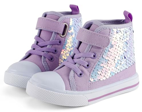 Cheerful Mario 2-6 Anni Scarpe Bimba Casual Sneakers Tela Scarpe Alte Bambina con Paillettes Scintillanti Viola 22 EU