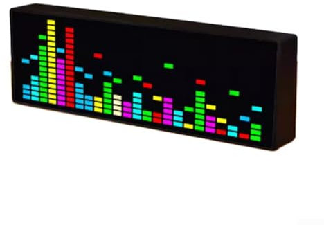 CARMOTTER LED-Musikspektrumuhr, RGB-Farbe, digital, Musik-Audio-Spektrum-Analysator, VU-Messgerät, Rhythmus-Pegelanzeige, Spektrum, Visualisierer, Uhr (schwarzes Gehäuse)