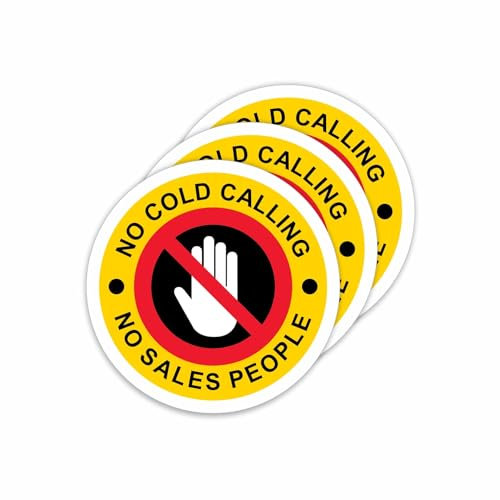Viro Display No Cold Calling No Sales People Self-Adhesive Vinyl Signs Stickers – 80 x 80mm – 3 Pack – Weatherproof & Durable for Doors, Windows & Gates