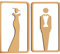 Desuibao Cartello per bagno con uomini e donne, in acrilico spesso, per lavoro, autoadesivo, moderno, per bagno, casa, ufficio, 20 x 11 cm, oro