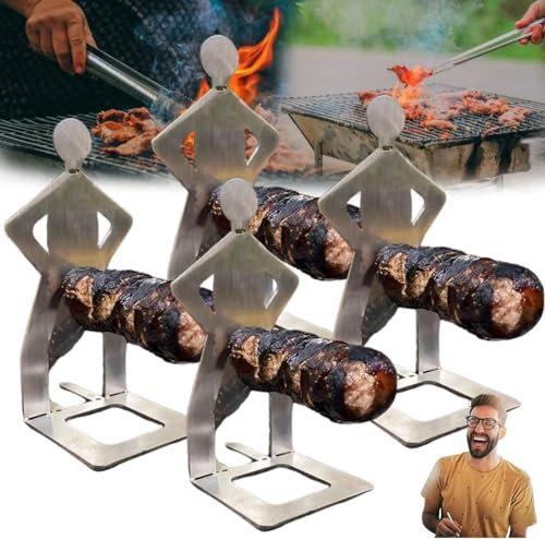 Soporte para salchichas de barbacoa de acero inoxidable, estante portátil para asador de perros calientes, divertido soporte para salchichas para perros calientes, estante para salchichas para acampar