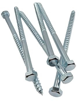 LLB Lot de 20 vis tire-fond M8 de 150 mm pour vis tire-fond à tête hexagonale de 13 mm de largeur - Plaqué zinc - Demi-filetage - Argenté - Longueur : 8 mm x 150 mm