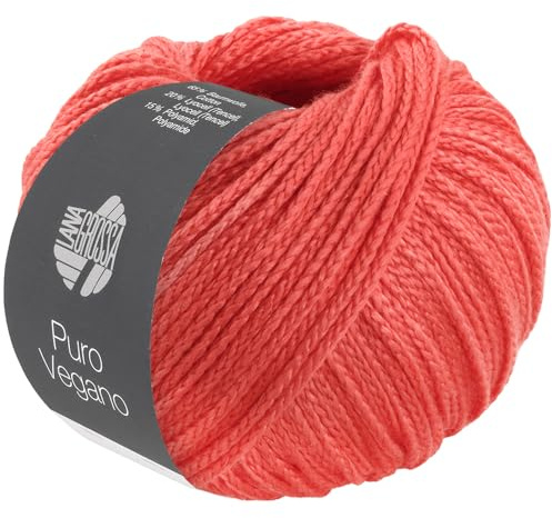 LANA GROSSA Puro Vegano | Kettgarnkonstruktion ohne tierische Fasern | Handstrickgarn aus 65% Baumwolle, 20% Lyocell (Tencel) & 15% Polyamid | 50g Wolle zum Stricken & Häkeln | 90m Garn FB 33