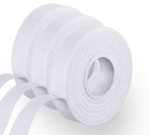 3 Rolls Zinc Oxide Tape - Breathable Fabric Strapping Tape, Wrist Finger Tape, Flexible Athletic Sports Tape for First Aid Sports, Adhesive Cohesive Bandage for Wrist Finger Wrap Blister Prevention