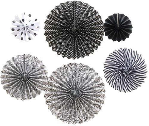 Papierlaternen Dekorationen Laternen für draußen, 6 stücke Papier Fan Runde Laterne Hängen Papier Handwerk Baby Dusche Dekorationen Geburtstag Party Hochzeit Zimmer Wand Dekoration Supplie(Black)