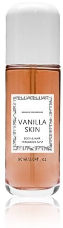 Vanilla Skin Perfume Mit Vanilleextrakt,90ml Vanilla Skin Eau De Parfums, Körper & Haarduftnebel,Vanille Parfüm,Lang Anhaltender Haut-Körpernebel,Tragbares Parfümspray Für Dating-Reisen (Vanilla Skin)