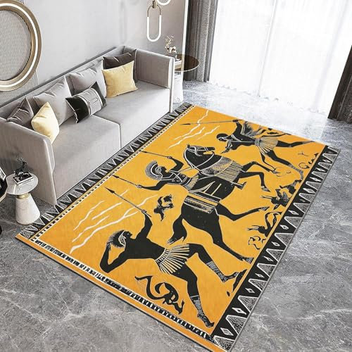 Teppich Retro Griechischer Krieger? Wohnzimmer Teppich 80 x 150 cm rutschfest Modern 3D Effekt Teppich für Flur, Schlafzimmer, Flanell Teppich Geeignet für Wohnkultur
