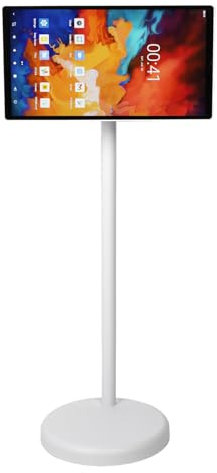 Téléviseur à écran Tactile 21,5 Pouces, écran Tactile Rotatif 1080p 4 + 64G avec Caméra 5MP, Support de Télévision Mobile Intelligent sur Pied, Tableau Blanc (Prise UE 100-240V)