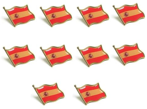 PRAOFRT 10 Piezas Bandera de España Pin Badge Metal Esmalte Broche Español Novedad Regalo Lapel Lazo Insignia Accesorio