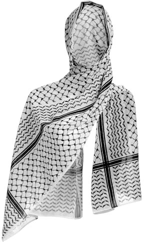 OMEWEE Damen Muslim Hijab Bedrucktes Kopftuch Keffiyeh Chiffon Schal Wickeltuch f�r Pal�stina Kopftuch Schals Damen Abaya Gebet Hijab Schal Arabisch Dubai Schwarz Einheitsgr��e