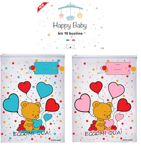 Bustine Corredino Neonato Ospedale 10 Pezzi Sacchetti per Borsa Parto Mamma e Cambio Asilo Buste Corredo Trasparenti Antipolvere per Neonati Made in Italy (rosa)