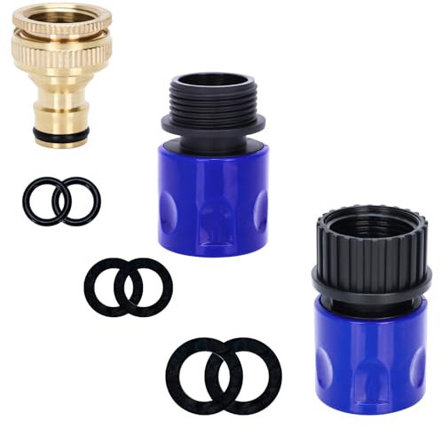 MAGLAUG Set di raccordi per rubinetto per tubo flessibile, in ottone, connettore esterno per rubinetto da 3/4 e 1/2, kit per rubinetto esterno e 3/4 maschio femmina, accessori espandibili per tubo da