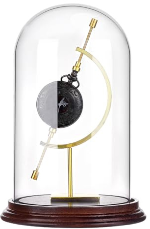 PH PandaHall Glasglocke Vitrine mit Holzsockel Für Taschenuhren Glaskuppel Glocke Mit Kugelhalter Und Holzsockel Für Pflanzen Medaillen Fotos Ornamente, 21.5x14.7cm
