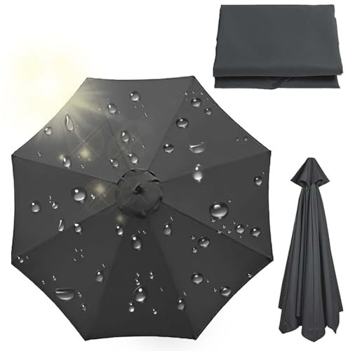 XEISYO Auvent De Remplacement pour Parasol 4m-8 Baleines, Housse Parasol Imperméable Protection UV, Pour Cour, Jardin, Plage (Grey)