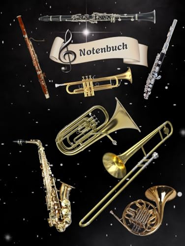 Notenheft Trompete DIN A4 Notenbuch Posaune Musikunterricht Waldhorn Notenlinienheft Große Lineatur Blasinstrumente Anfänger Kornett Querflöte ... Notensysteme Bariton Musiker Fagotte 02B14