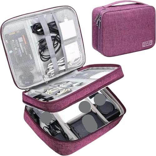 MAQDDO 1PC Portable Digital Storage Bag Gadget Waterproof Cable Organizer Pouch Electronics Devices Accessories Pack Supplies for Men & Women(Purple B)