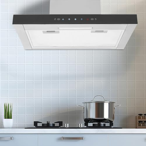 WindWilder Dunstabzugshaube 60x18x36.5 cm, 350CFM 120W 2200RPM, Edelstahl Abzugshaube mit Touch Control, 3 Geschwindigkeitsstufen, LED Beleuchtung, für Küche Wohnung Wohnmobil