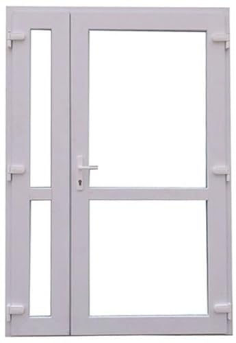 Doppelflügeltür 125x210 cm DIN Rechts | Eingangstür aus Kunststoff mit Isolierverglasung | Außentür für vielseitige Nutzung | Mehrzwecktür mit 4-Punkt-Verriegelung und Griffgarnitur | Weiß