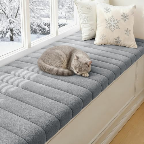 YFHT Sitzbank Polster 140x35cm Bankauflage Sitzkissen Bank mit Rutschfester Unterseite, Sitzauflage Bank mit Reißverschluss, waschbares Bankkissen, Esszimmerbank, Fensterbank, Gartenmöbel, Gray