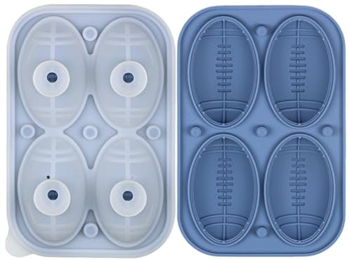 Duvcoywae Fußball Süßigkeiten Form,4-fach 3D-Form - Silikon Sportmotiv Gussform,Für Bar Whisky Cocktails Kaffee Wasser Kühlschrank Gefrierschrank Kuchen Schokolade Süßigkeiten Ball