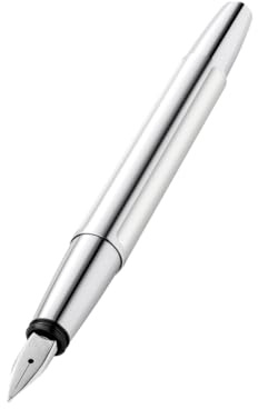 Pelikan Füllhalter Pura P40, Silber, Feder M (mittel), hochwertiger Patronenfüller im Geschenk-Etui, 952044