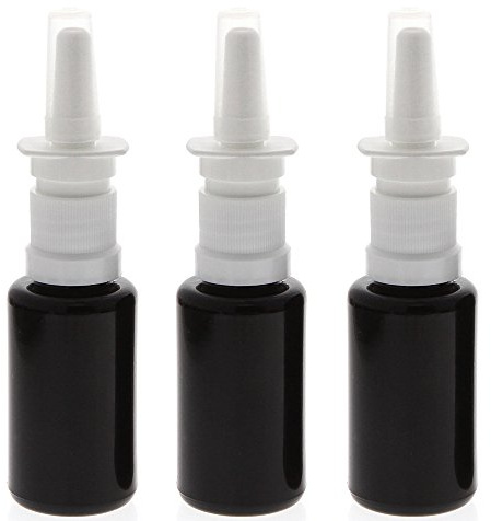 Leere Nasenspray Miron-Glas Flasche mit Nasen-Zerstäuber Kosmetex Nasenzerstäuber Violettglas Vaporizer, 3× 20 ml