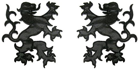 1 Paar Applikationen Wappen Löwe 16 x 10cm Farbe: Schwarz VOR140-3