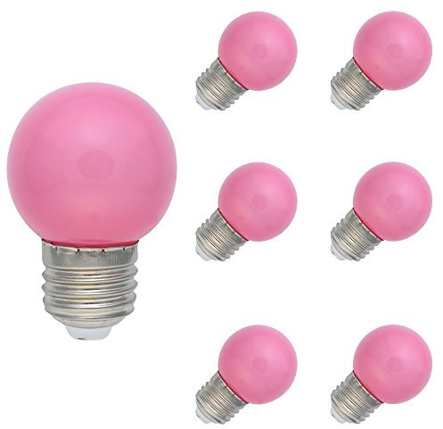 Tatalantai 6 Pack E27 Ampoule Couleur 1W Lampe Couleur LED 70-100LM Ampoule rose AC 220V-240V