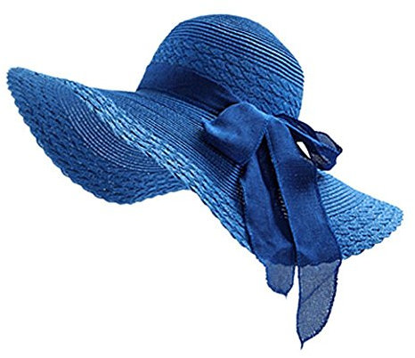Demarkt Strohhut Faltbar Wide Rand Sonnenhut Strandhut Sommerhut Strand Kappe Damenhut Blau