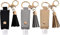 Portable Empty Travel Bottle Keychain Hand Sanitizer Bottle Holder 3 Pack 1oz / 30ml Small Squeeze Bottle Refillable Containers for Toiletry Shampoo Lotion Soap (Black+Grey+Khaki)