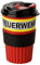 PACOTEX FEUERWEHR To-Go Coffee Becher rot mit gelb-silber-gelb Streifen in Feuerwehroptik, 350ml, mit griffiger Softmanchette