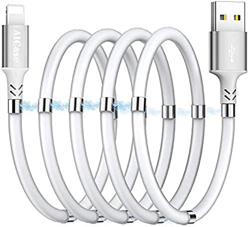 AICase Magnetisches Ladekabel,(2M) Superorganisiertes Laden Magnetisches Absorptions-Nanodatenkabel für Telefon 11/ XS/XS Max/XR/X/8/8 Plus/7/7 Plus/6s/6s Plus/6/6 Plus/SE/5s / 5c/5/Pad/Pod
