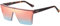 H HELMUT JUST Occhiali Da Sole Uomo Donna quadrati Grandi Flat Top Oversize Lenti Rosa a Specchio Montatura leggera in TR90 e Braccio in Acetato