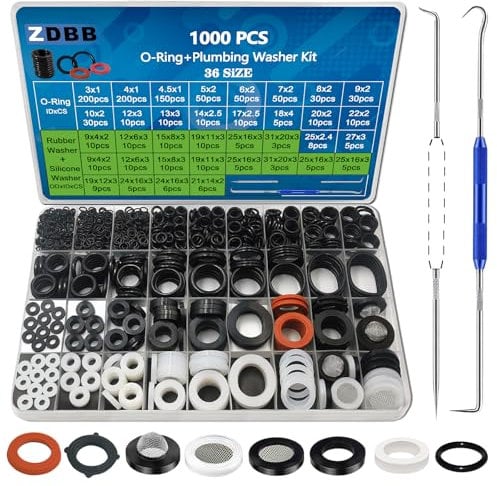 ZDBB Kit de 1000 juntas tóricas de 18 tamaños + arandelas de goma de 18 tamaños para grifo de fontanería, tuberías de agua, arandelas de manguera de jardín, cabezales de ducha, reparación de juntas y