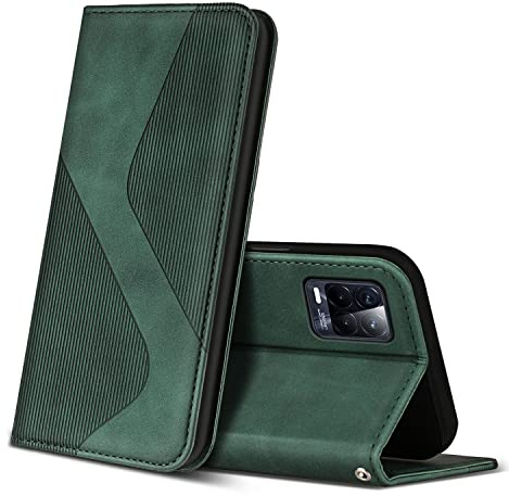 ZONNAVI Hülle für Realme 8 4G / Realme 8 Pro, PU Leder Handyhülle mit Kartenfächer und Standfunktion, Lederhülle Flip Wallet Case Schutzhülle für Realme 8 4G / Realme 8 Pro (Grün)
