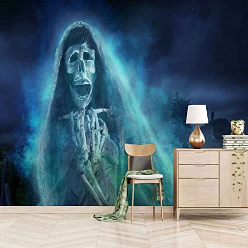 Papier Peint Mural 3D Fond De Salon Chambre Papier Peint Homme Crâne Bleu 3D Enfant Chambre Murale Salon Chambre Maternelle Centre D'Éducation Précoce Mur De Fond 300(L) x210(H) cm