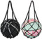 Grevosea 2 Stück Basketball Bag,Fußballnetz,Basketball Netz Tasche,Ball Netz Tasche,Ballnetztasche Tragbares Ballnetz 1 Ball für Volleyball, Fußball, Basketball-Schwarz